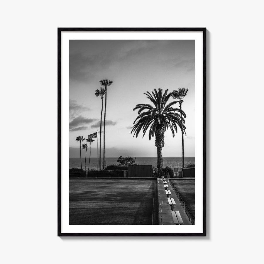 Tennis Court no. 2 black & white photo poster – vertical wall art, unframed print shown in interior mockup