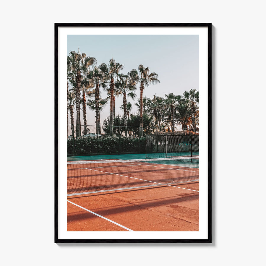 Tennis Court Photo Poster, framed poster mockup, white border