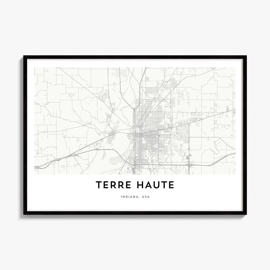 Terre Haute Map Poster, framed poster mockup