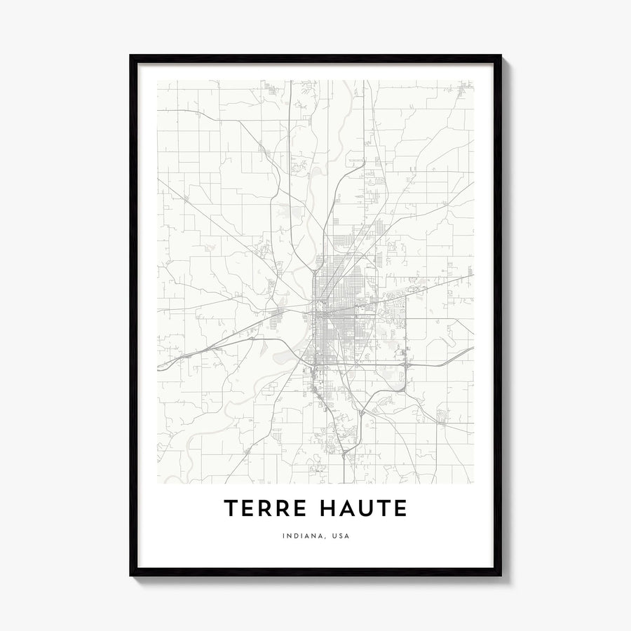 Terre Haute Map Poster, framed poster mockup