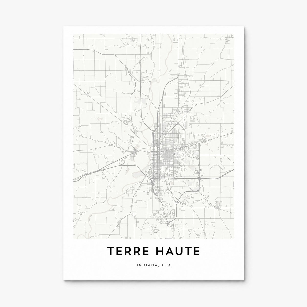 Terre Haute Map Poster, print only (unframed)