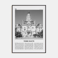 Terre Haute Poster Black Metal / 8x12 in Nbourhood Travel B&W Poster