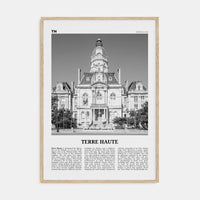 Terre Haute Poster Natural Wood / 8x12 in Nbourhood Travel B&W Poster