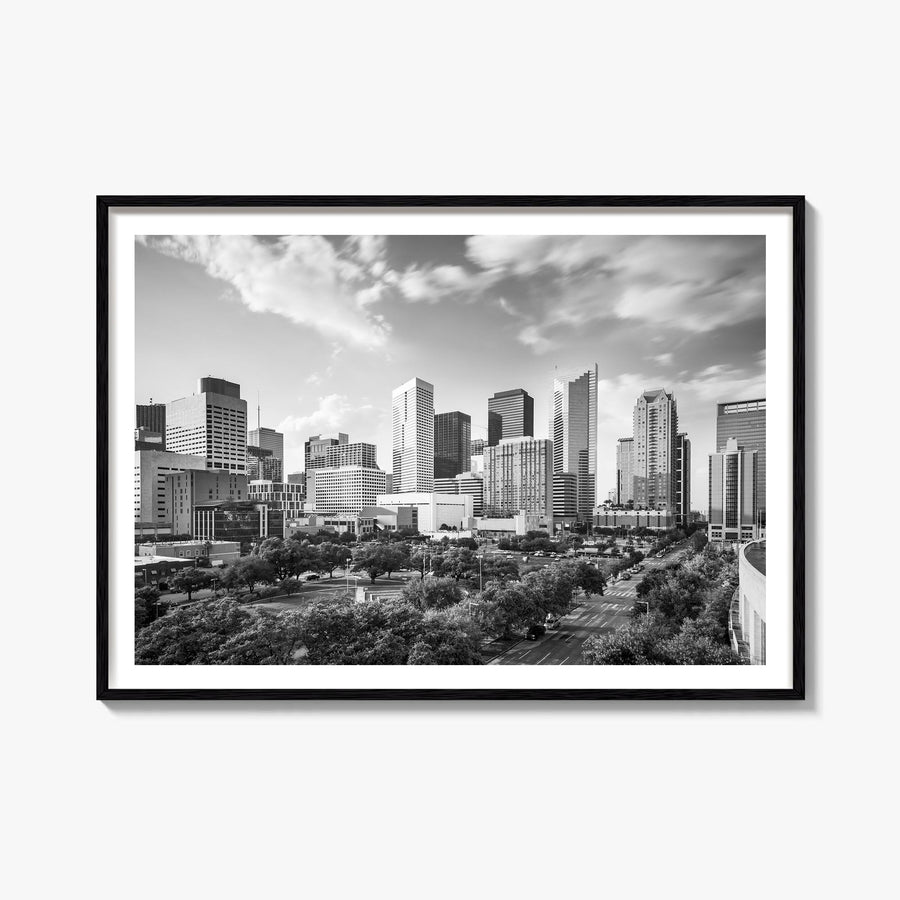 Texas black & white photo poster of United States – horizontal wall art, unframed print shown in interior mockup