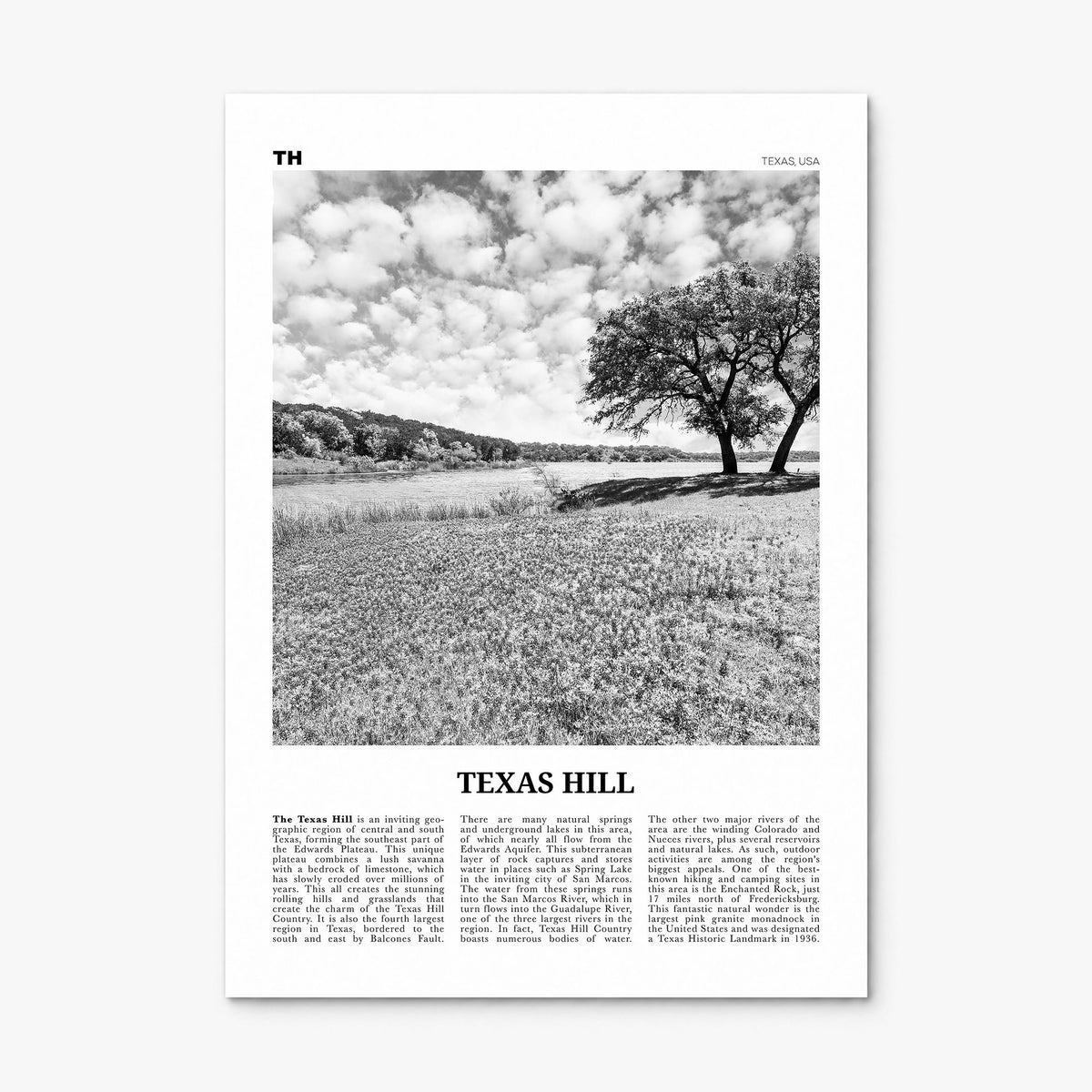 Texas Hill Country Newspaper Poster, print only (unframed)
