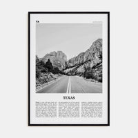 Texas No 1 Poster Black Wood / 8x12 in Nbourhood Travel B&W Poster