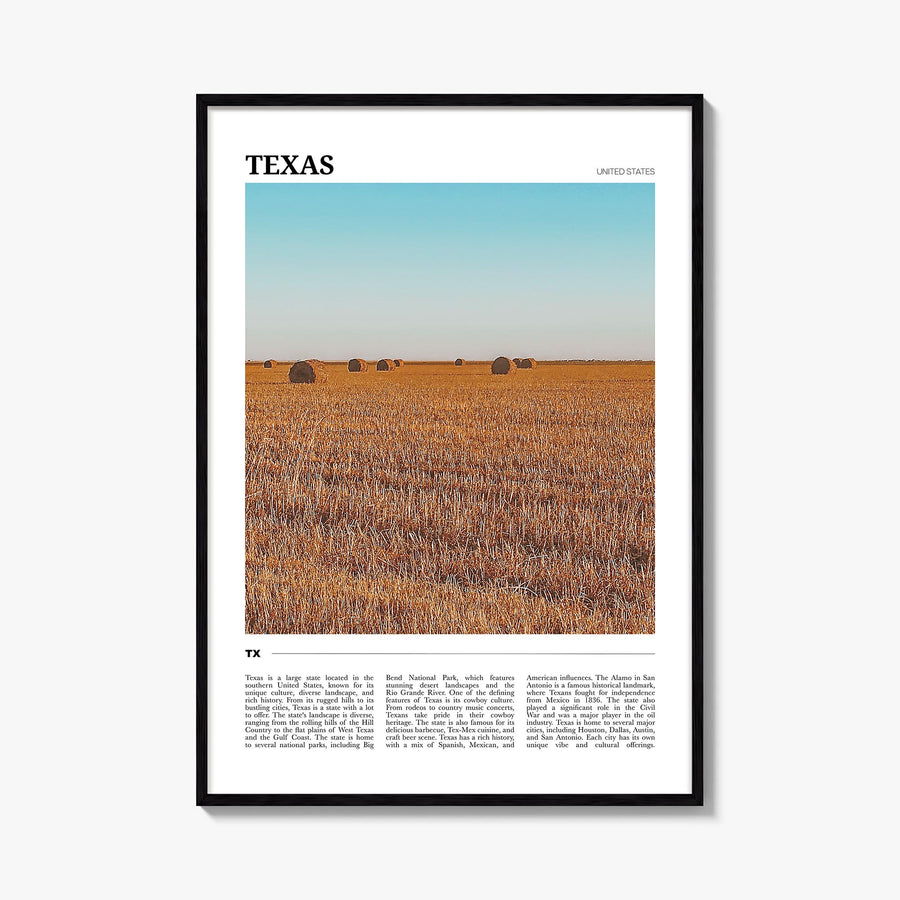 Texas no. 2 colorful travel poster of United States – vertical wall art, unframed print shown in interior mockup
