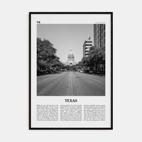 Texas No 2 Poster Black Wood / 8x12 in Nbourhood Travel B&W Poster