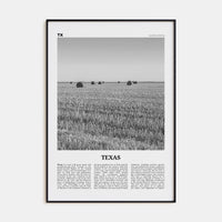 Texas No 3 Poster Black Metal / 8x12 in Nbourhood Travel B&W Poster