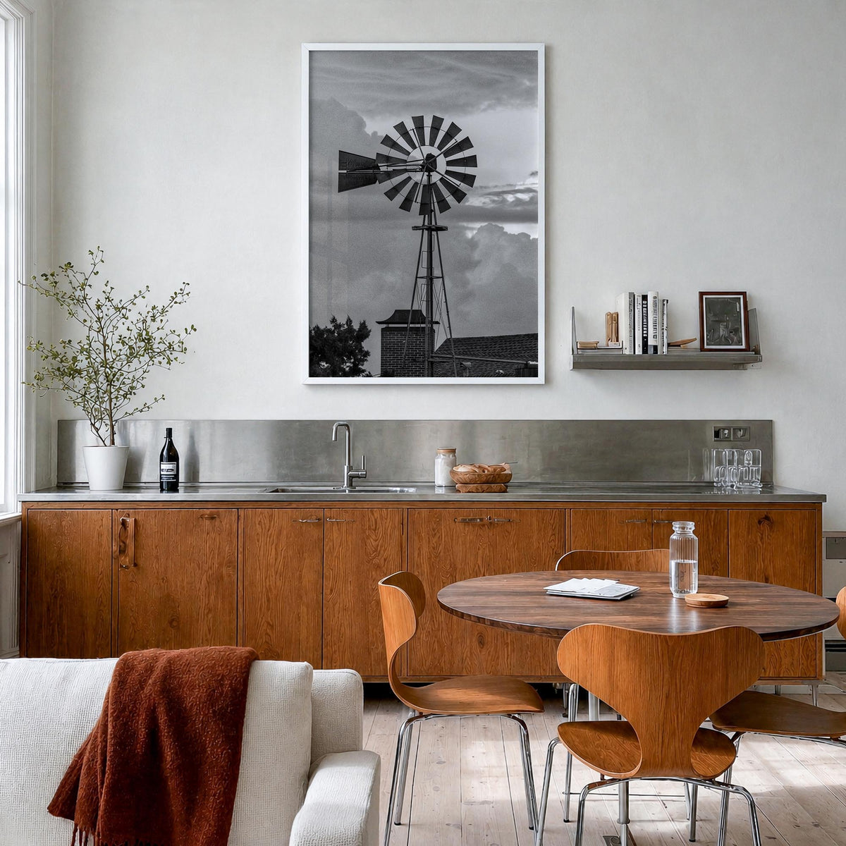 Texas no. 4 black & white photo poster of United States – vertical wall art in white wood frame, hanging on wall