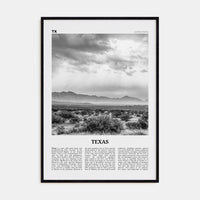 Texas No 4 Poster Black Wood / 8x12 in Nbourhood Travel B&W Poster