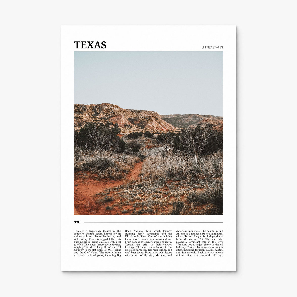 Texas Travel No 1 Poster, print only (unframed)