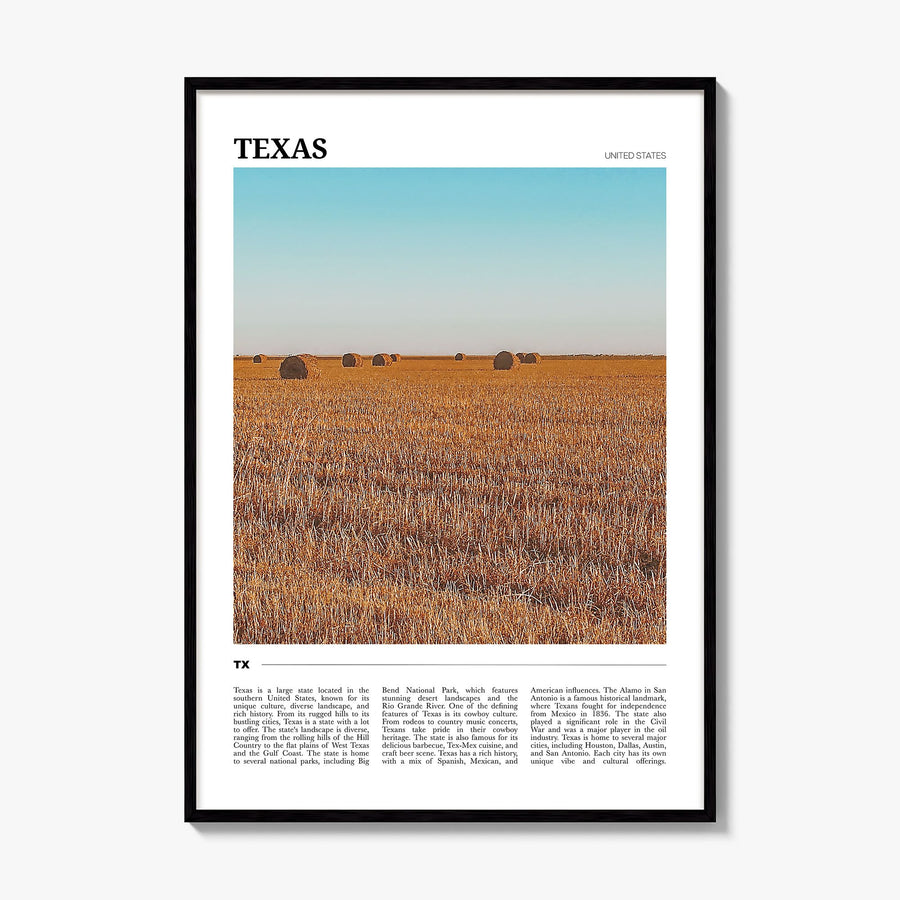 Texas Travel No 2 Poster, framed poster mockup