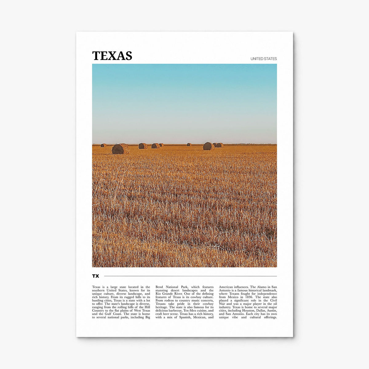 Texas Travel No 2 Poster, print only (unframed)