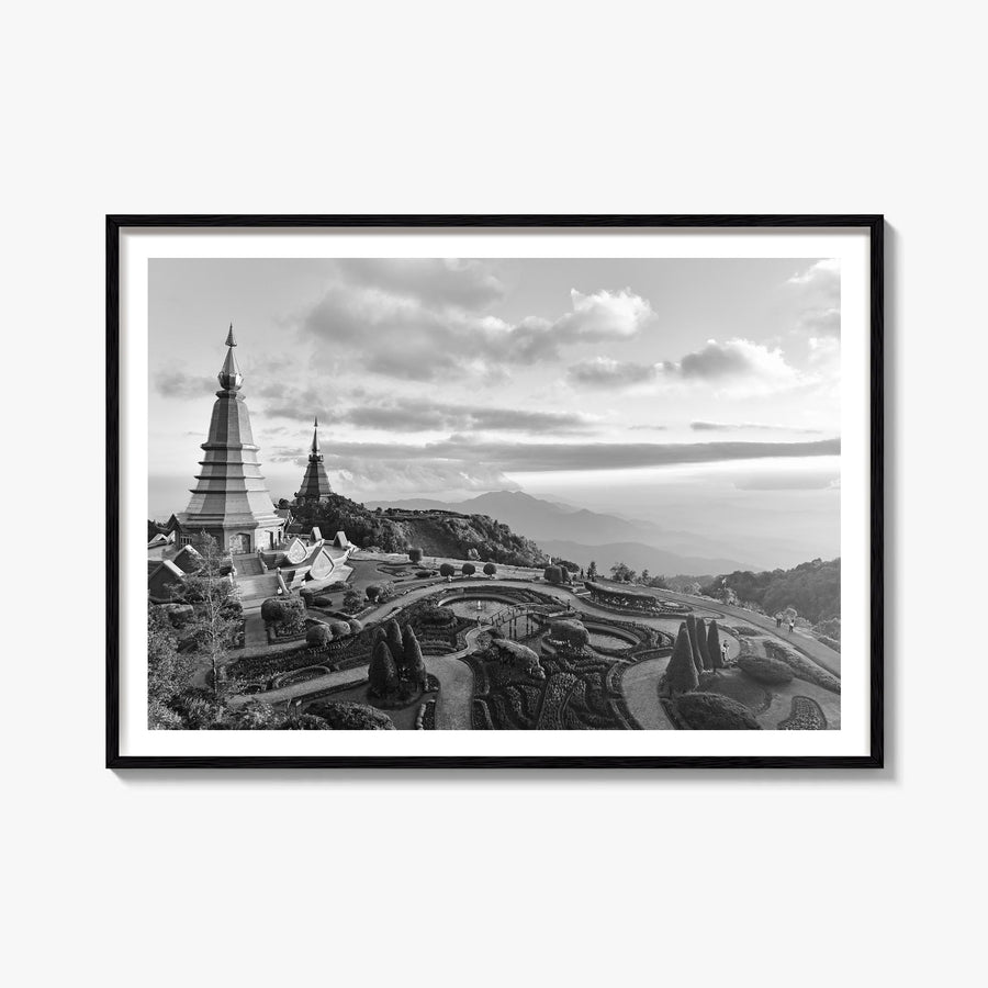 Thailand black & white photo poster of Asia – horizontal wall art, unframed print shown in interior mockup