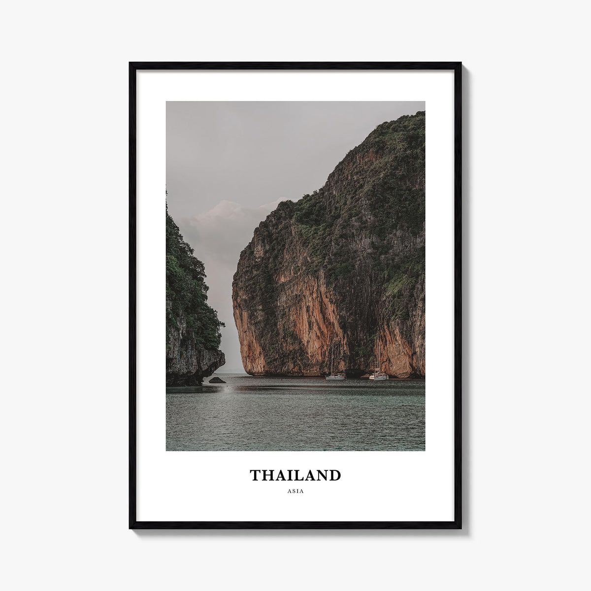 Thailand colorful classic poster of Asia – vertical wall art, unframed print shown in interior mockup