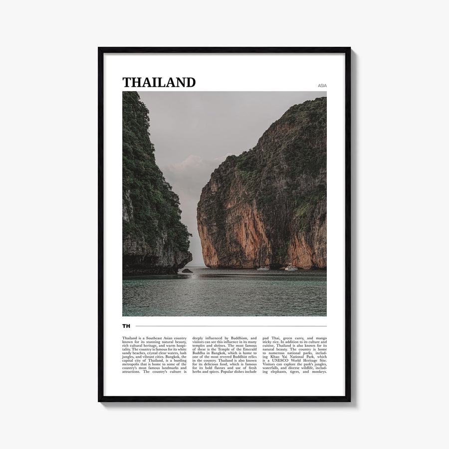 Thailand colorful travel poster of Asia – vertical wall art, unframed print shown in interior mockup
