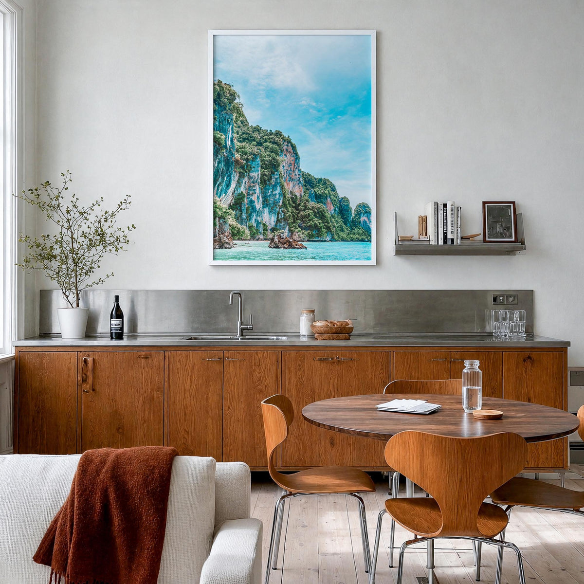Thailand no. 1 colorful photo poster of Asia – vertical wall art in white wood frame, hanging on wall