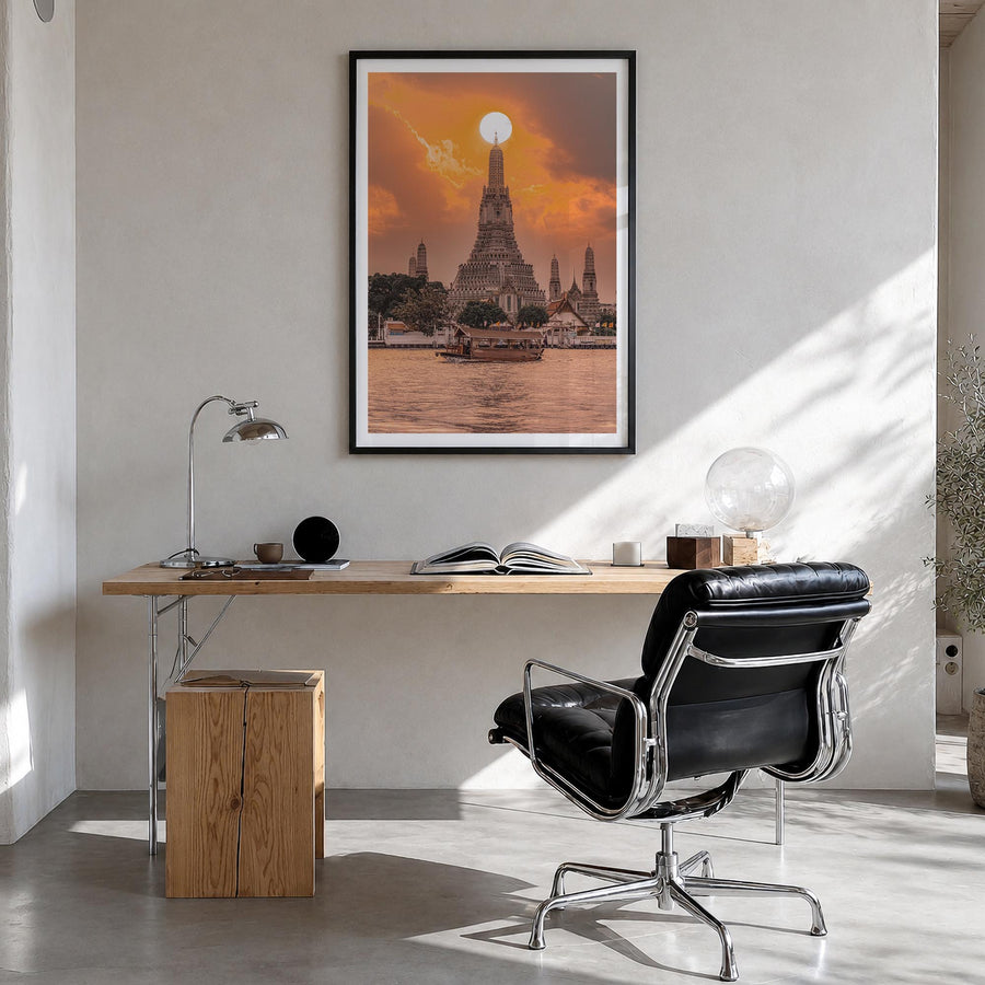 Thailand no. 2 colorful photo poster of Asia – vertical wall art in black wood frame with white border, hanging on wall