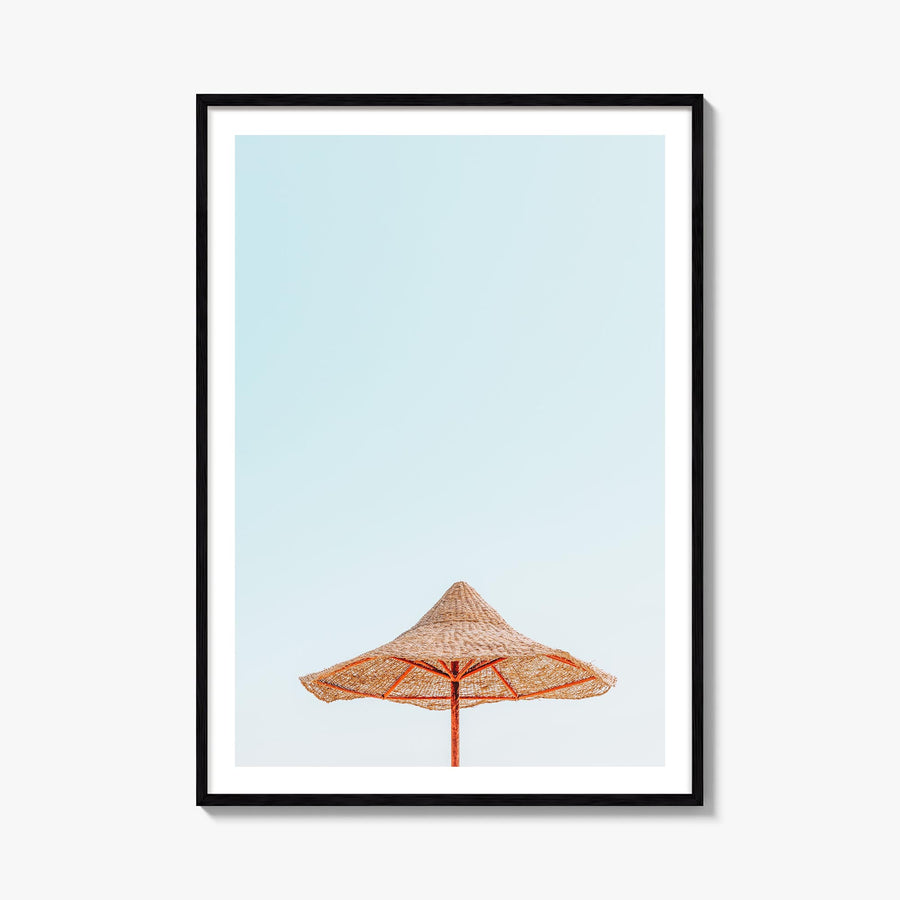 Thatched Hut colorful photo poster – vertical wall art, unframed print shown in interior mockup