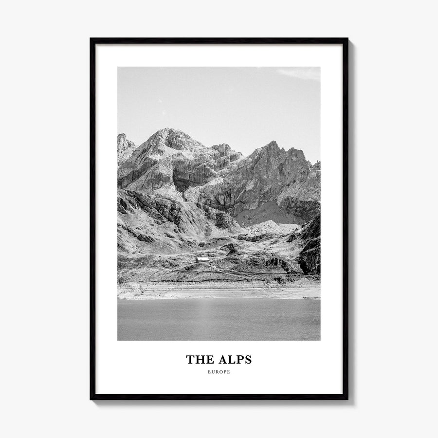 The Alps Classic Poster, framed poster mockup