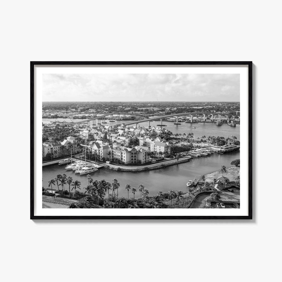 The Bahamas black & white photo poster of Caribbean – horizontal wall art, unframed print shown in interior mockup