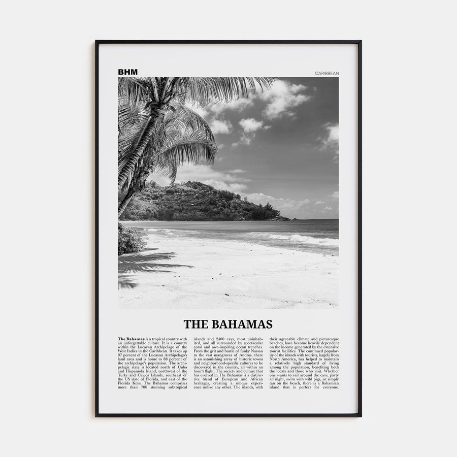 The Bahamas No 1 Poster Black Metal / 8x12 in Nbourhood Travel B&W Poster