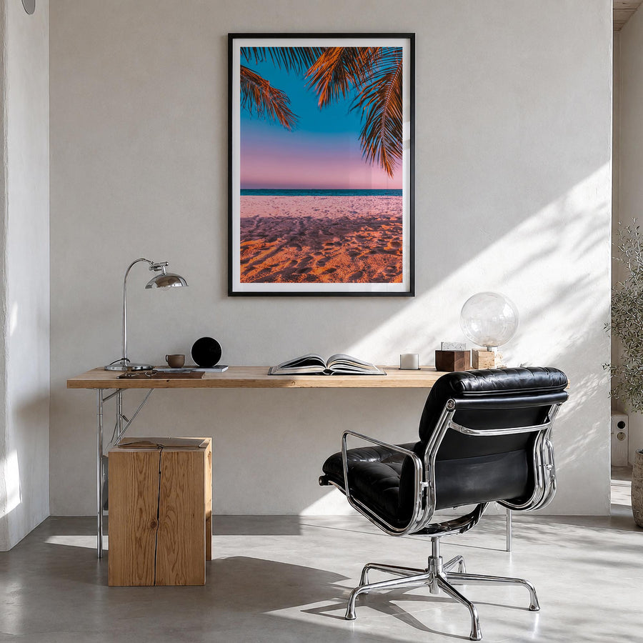 The Bahamas no. 3 colorful photo poster of Caribbean – vertical wall art in black wood frame with white border, hanging on wa