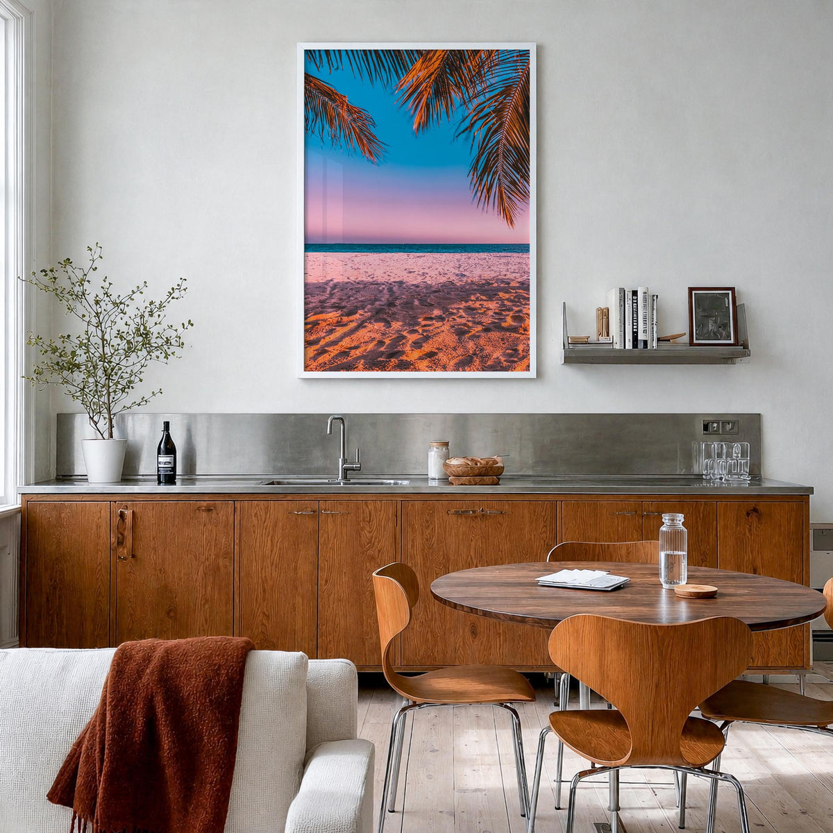 The Bahamas no. 3 colorful photo poster of Caribbean – vertical wall art in white wood frame, hanging on wall