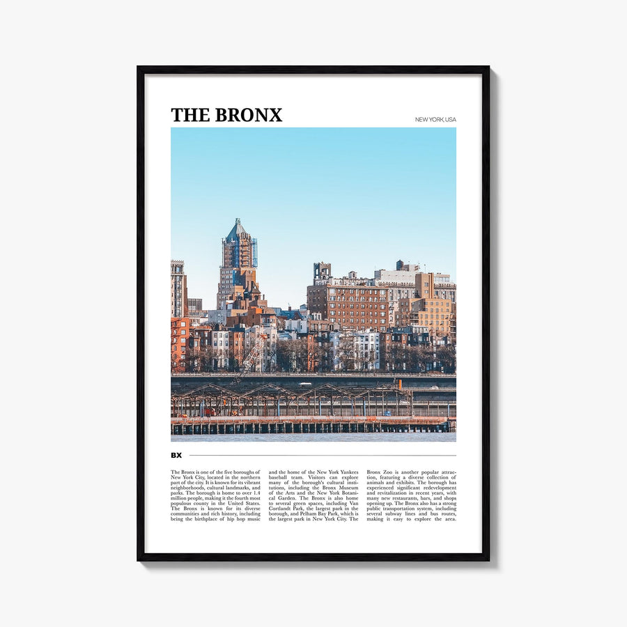 The Bronx no. 1 colorful travel poster of New York City, New York – vertical wall art, unframed print shown in interior mocku