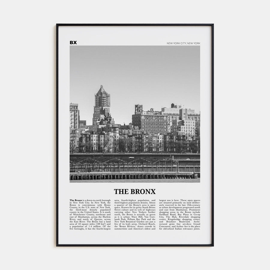 The Bronx No 1 Poster Black Metal / 8x12 in Nbourhood Travel B&W Poster