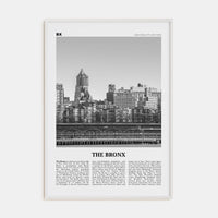 The Bronx No 1 Poster White Wood / 8x12 in Nbourhood Travel B&W Poster