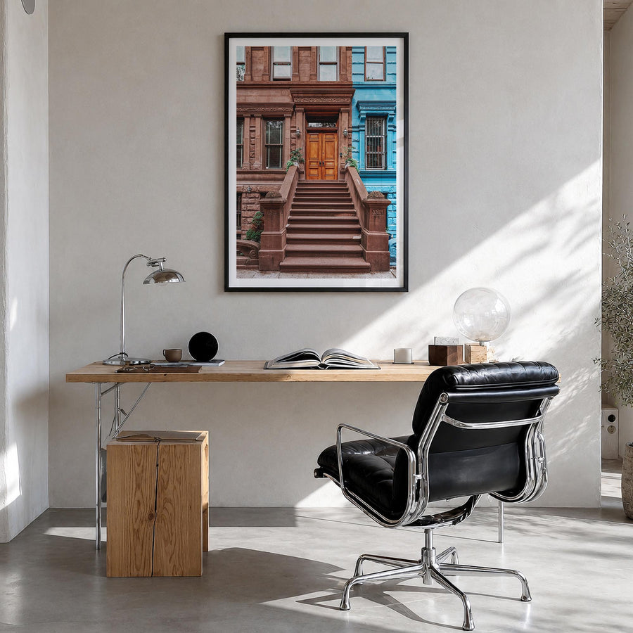 The Bronx no. 2 colorful photo poster of New York City, New York – vertical wall art in black wood frame with white border, h