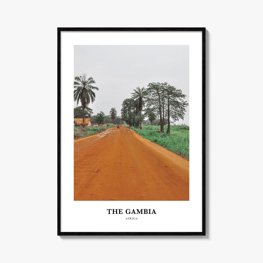 The Gambia colorful classic poster of Africa – vertical wall art, unframed print shown in interior mockup