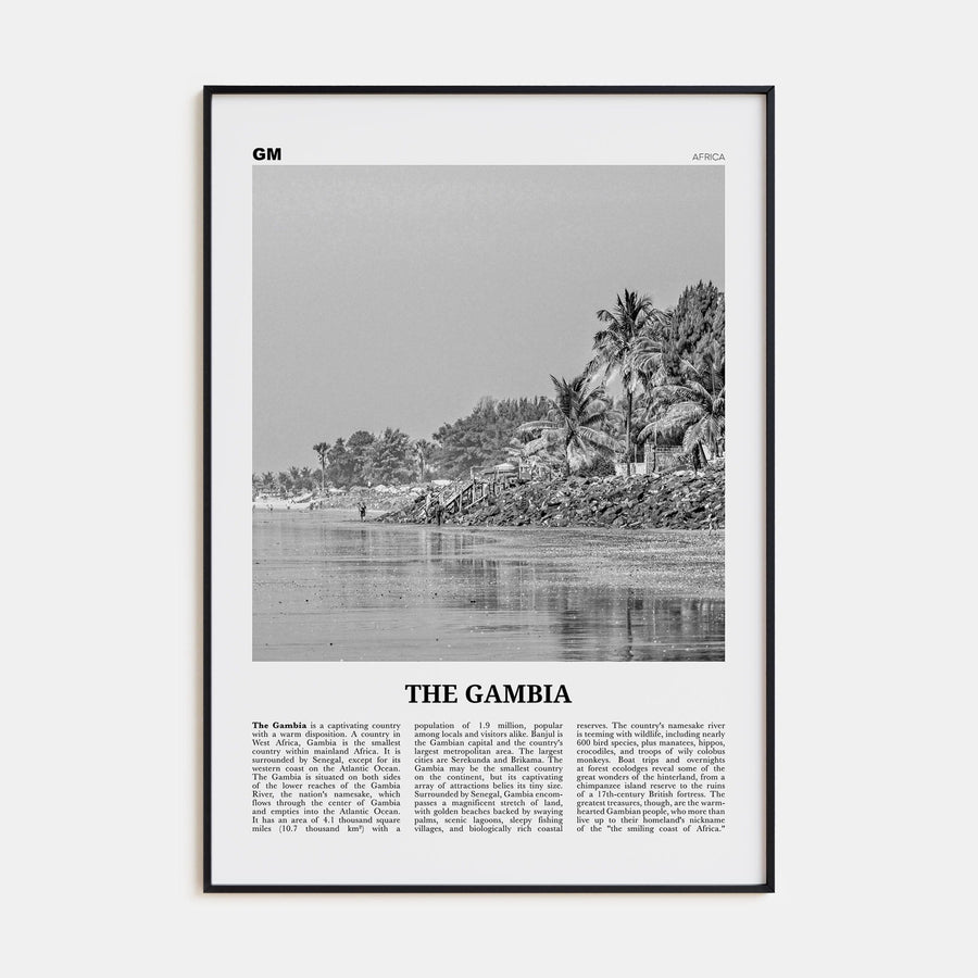 The Gambia Poster Black Metal / 8x12 in Nbourhood Travel B&W Poster