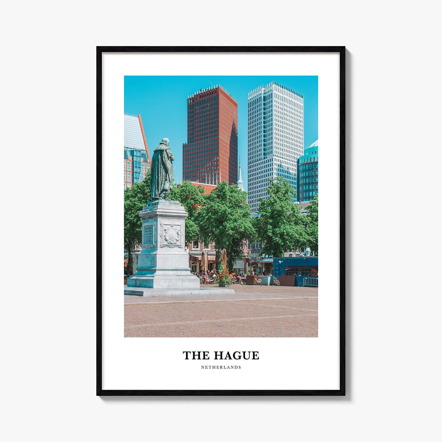 The Hague colorful classic poster of Netherlands – vertical wall art, unframed print shown in interior mockup