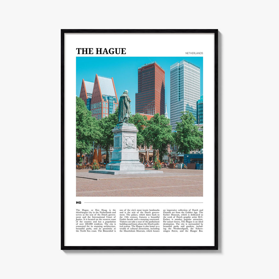 The Hague colorful travel poster of Netherlands – vertical wall art, unframed print shown in interior mockup