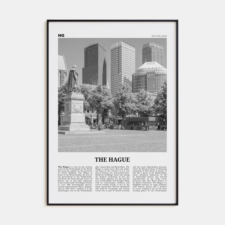 The Hague Poster Black Metal / 8x12 in Nbourhood Travel B&W Poster