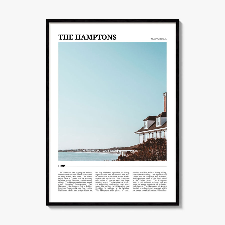 The Hamptons Travel Poster, framed poster mockup