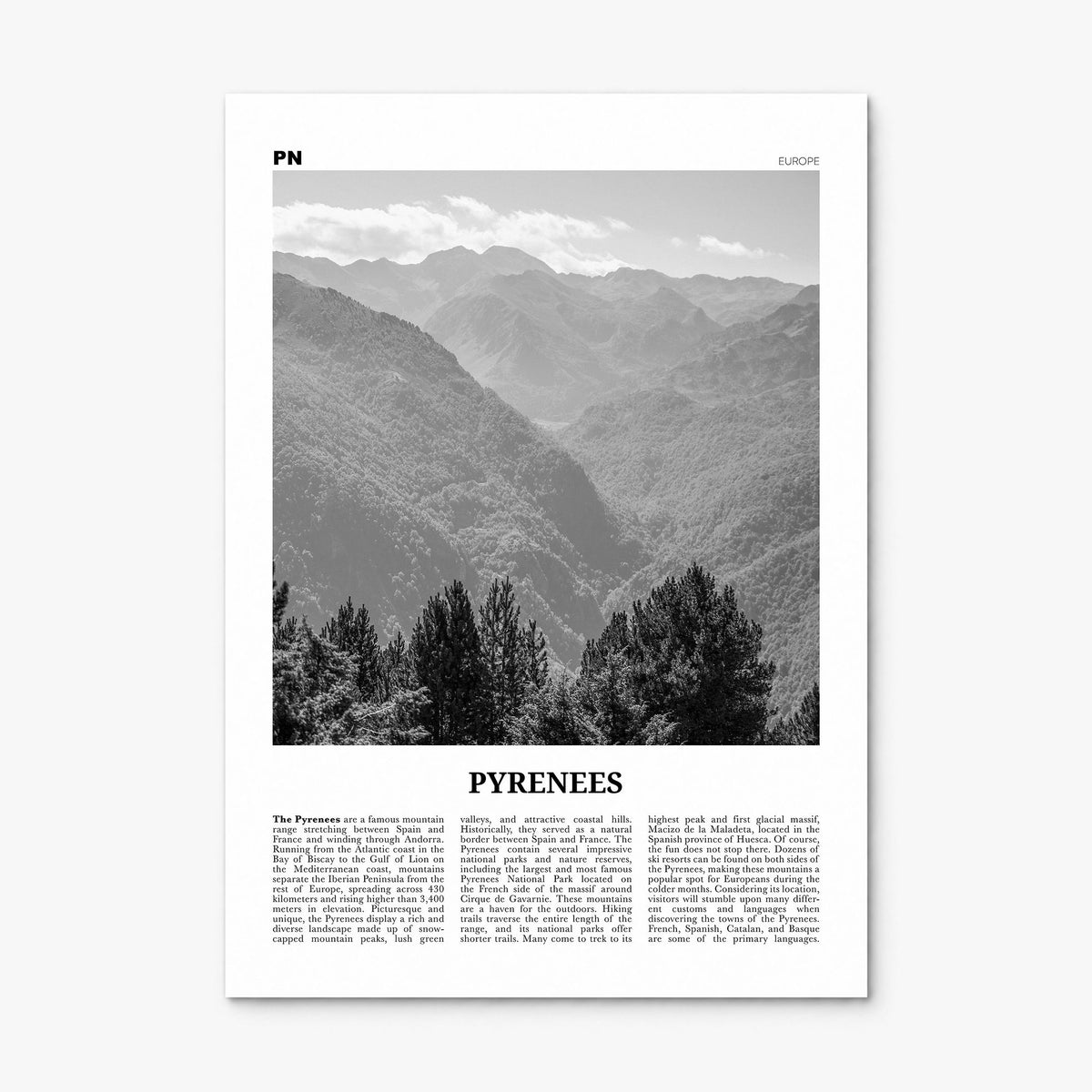 Pyrenees Newspaper Poster, print only (unframed)