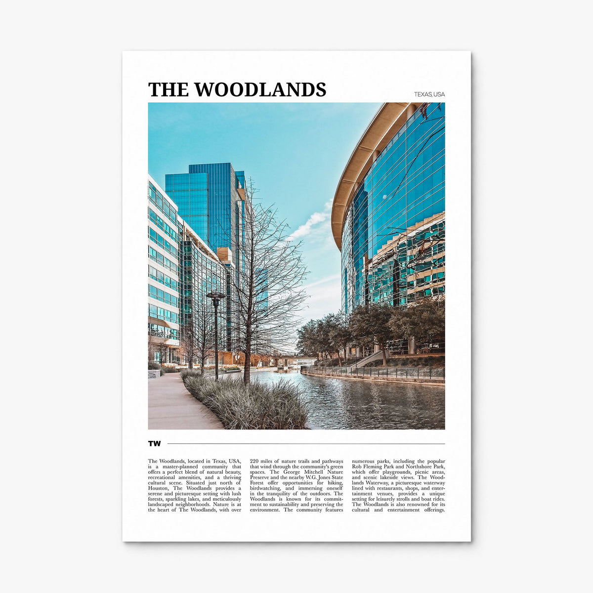 The Woodlands Travel Poster, print only (unframed)
