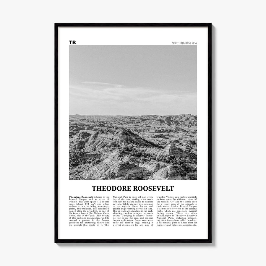 Theodore Roosevelt National Park Newspaper Poster, framed poster mockup