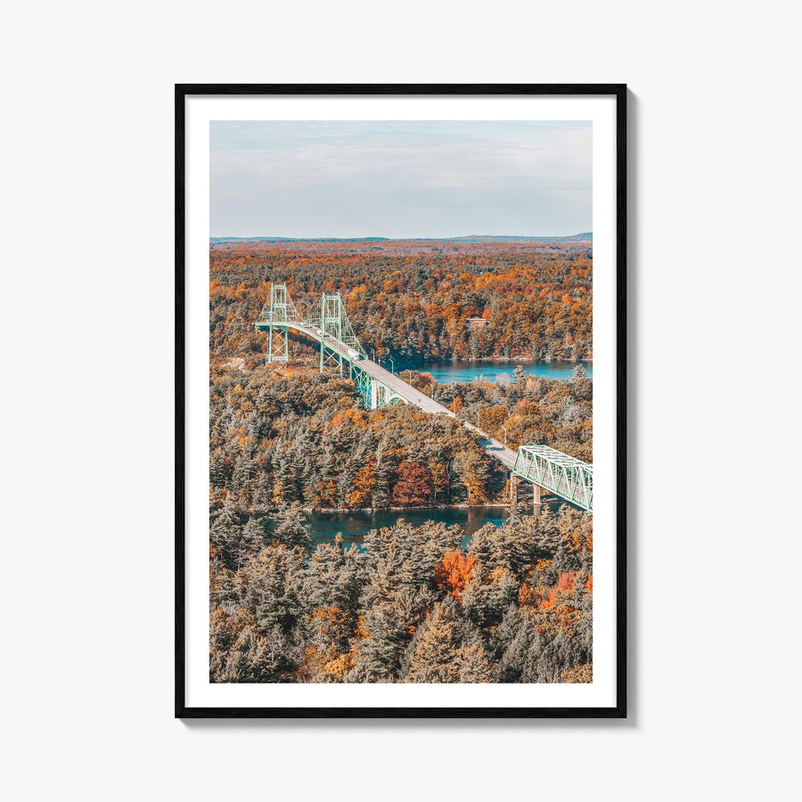Thousand Islands colorful photo poster of New York, USA & Ontario, Canada – vertical wall art, unframed print shown in interi