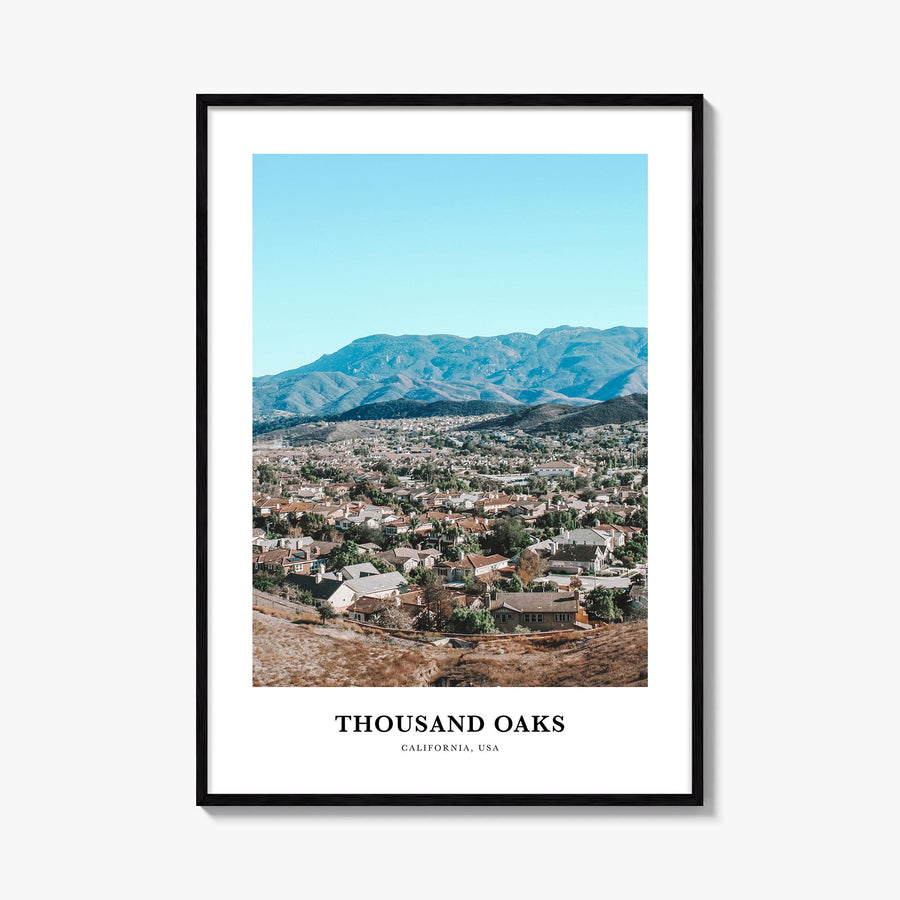 Thousand Oaks colorful classic poster of California, USA – vertical wall art, unframed print shown in interior mockup