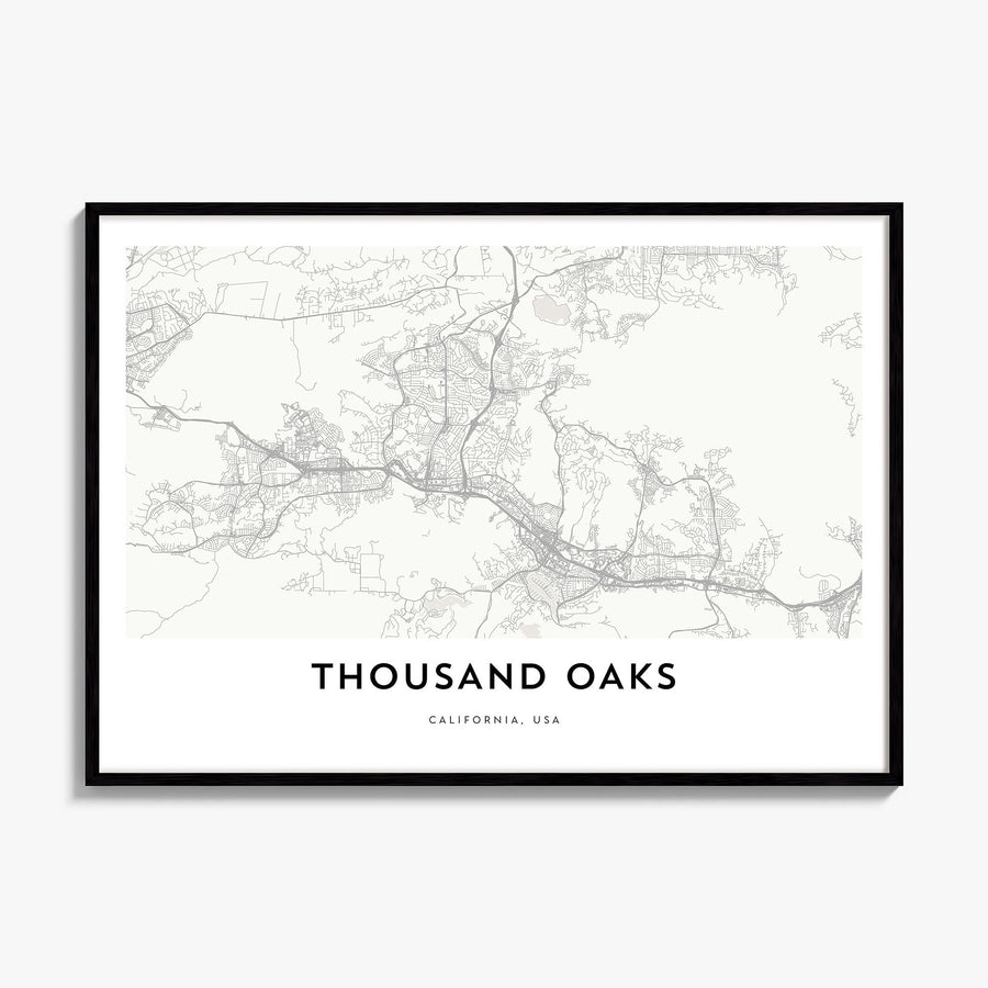 Thousand Oaks Map Poster, framed poster mockup