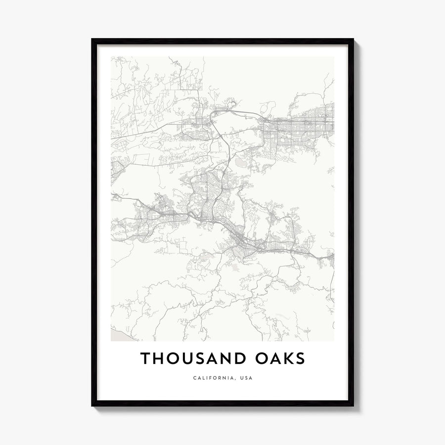 Thousand Oaks Map Poster, framed poster mockup