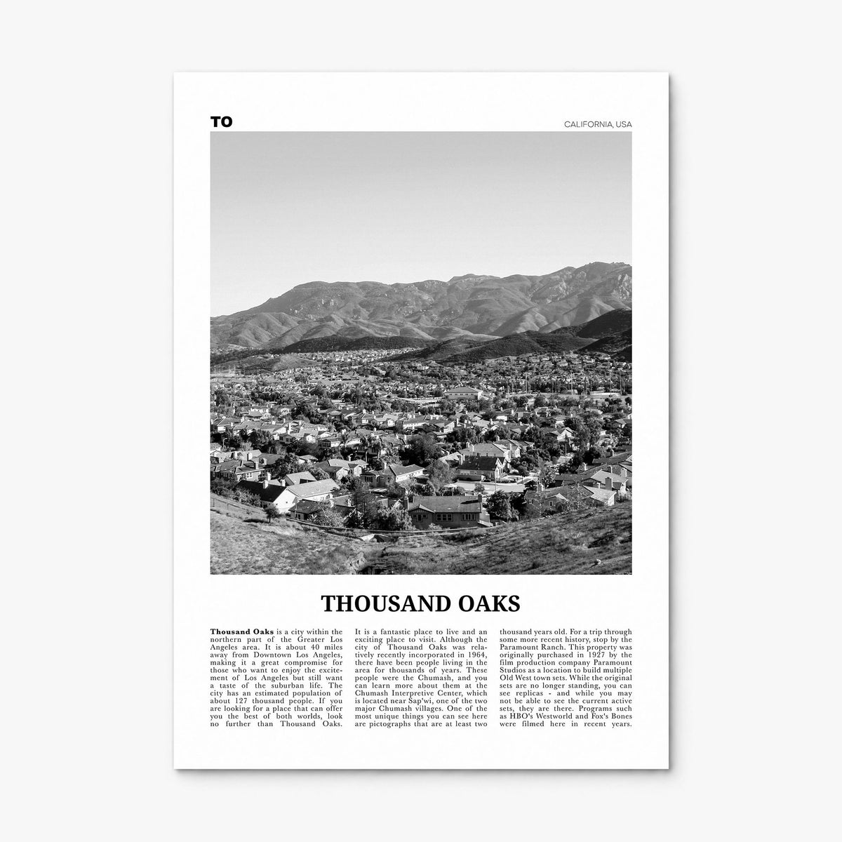 Thousand Oaks Newspaper Poster, print only (unframed)