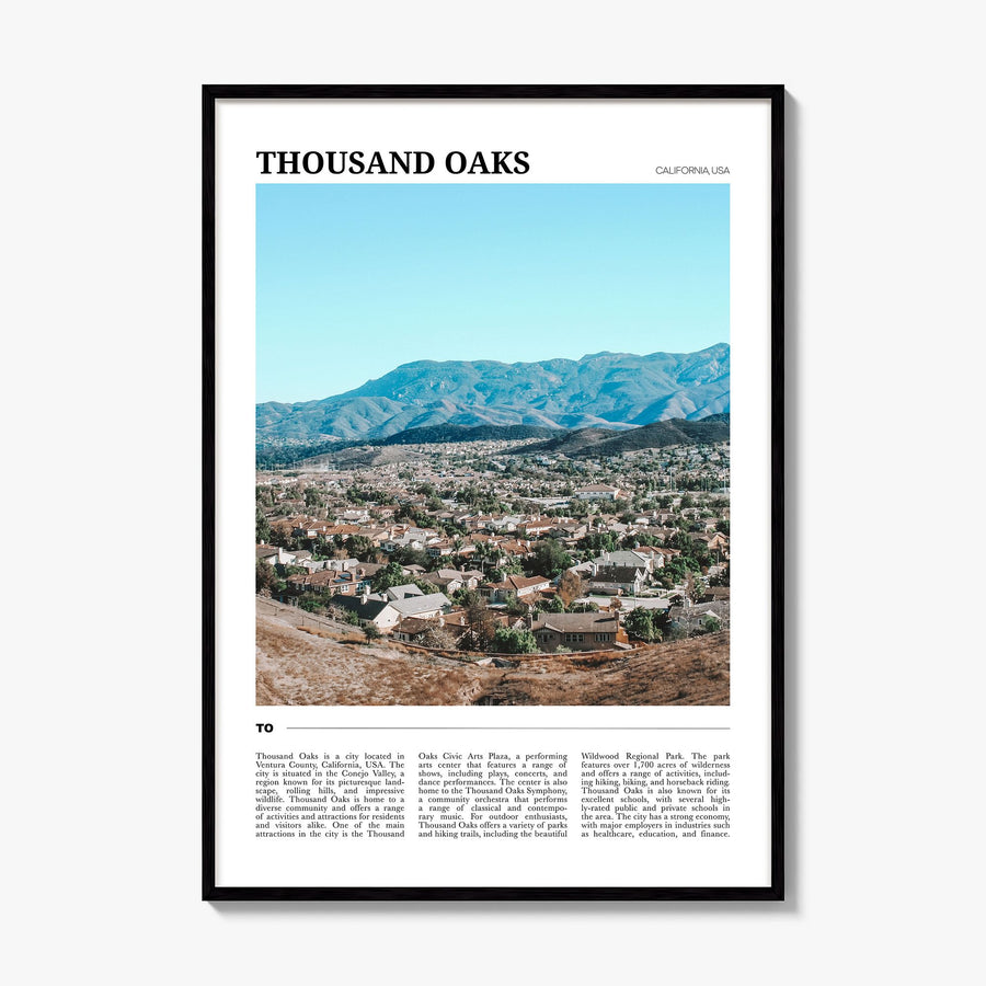 Thousand Oaks Travel Poster, framed poster mockup