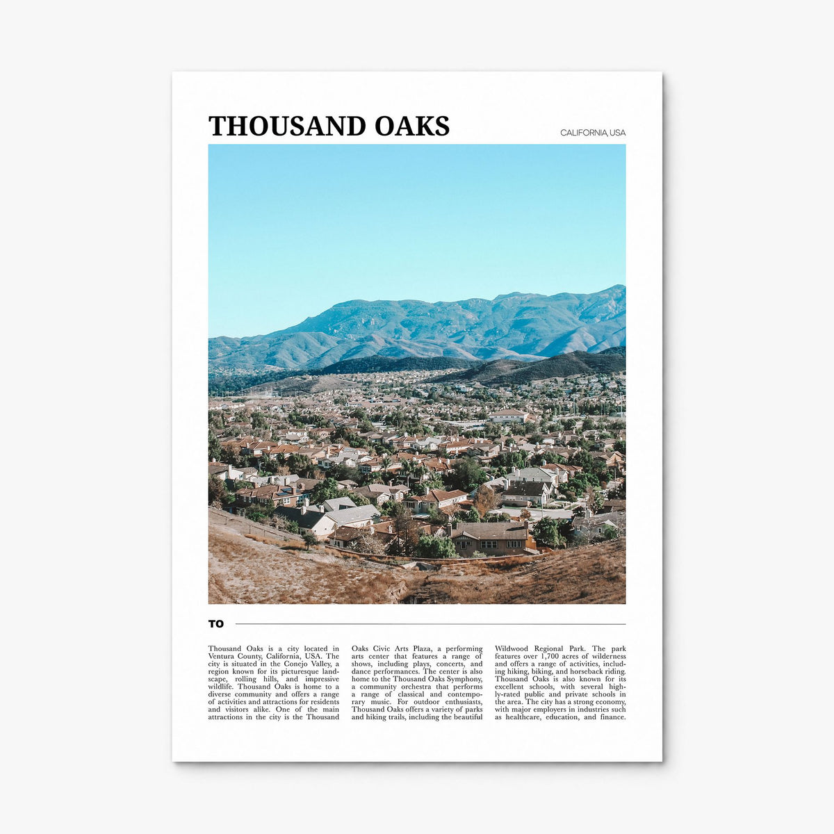 Thousand Oaks Travel Poster, print only (unframed)