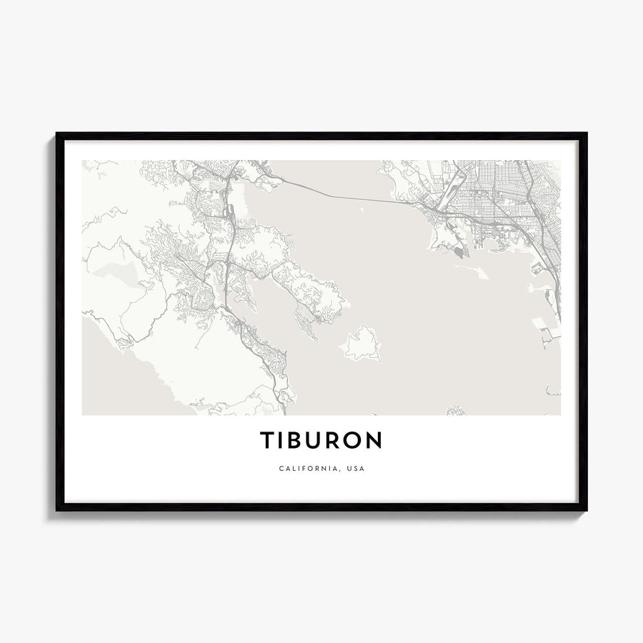 Tiburon Map Poster, framed poster mockup